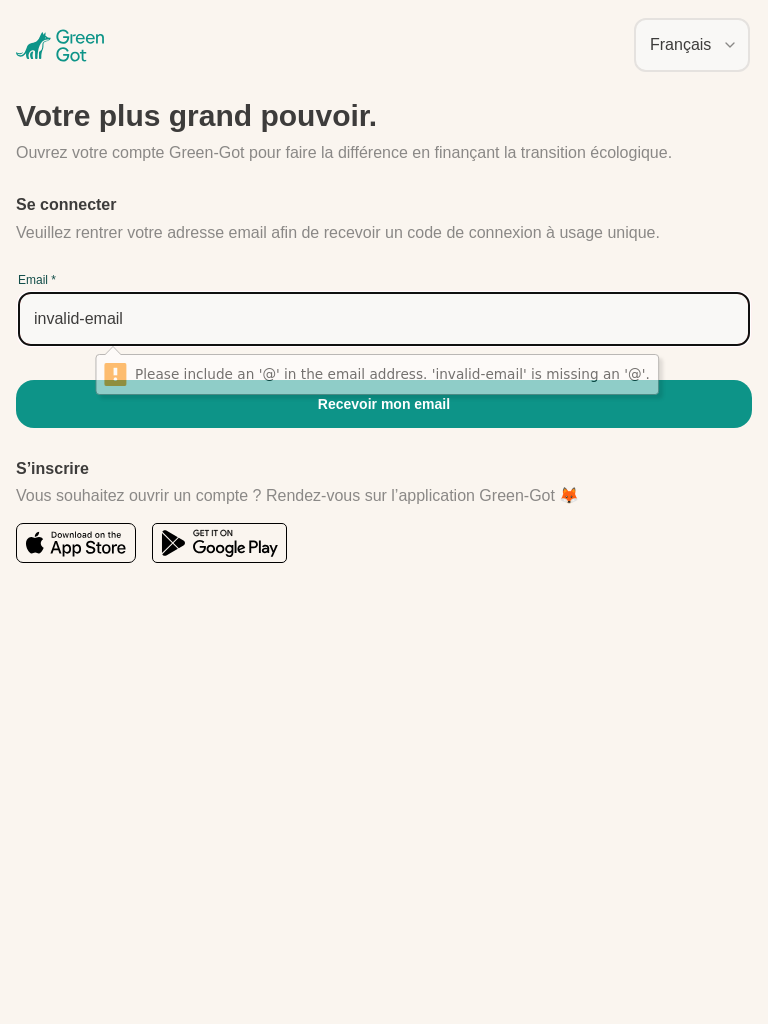 Fails to submit on a malformed email address